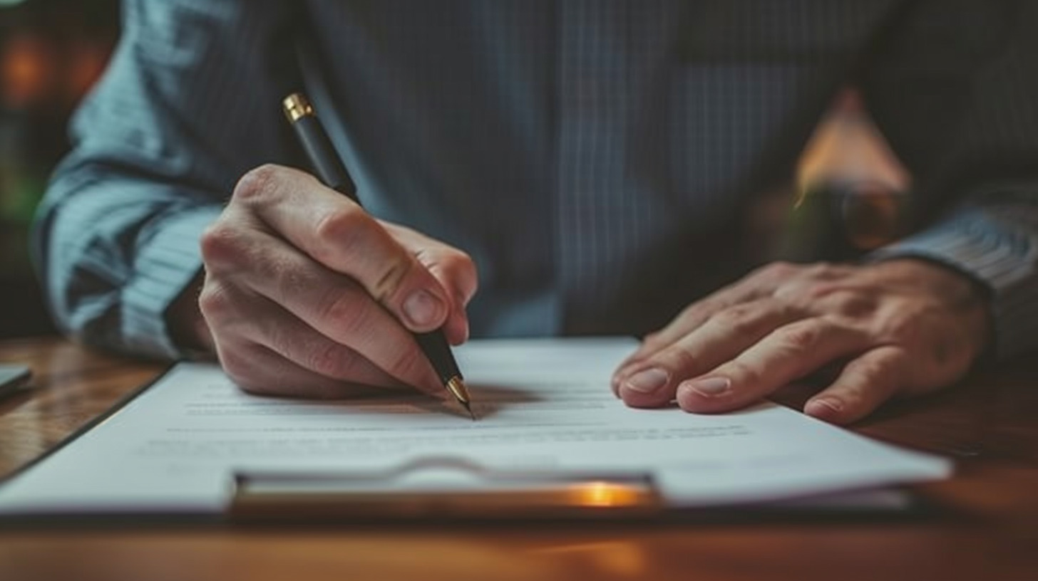 A businessman registers his business